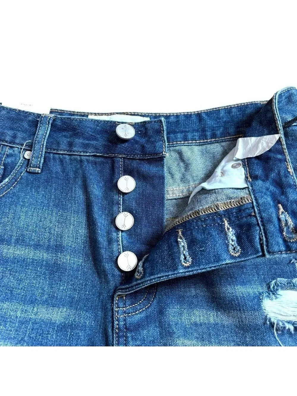 NWT Ban Jara Blue High Rise High Waisted Boho Distress Shorts - Size 9/28